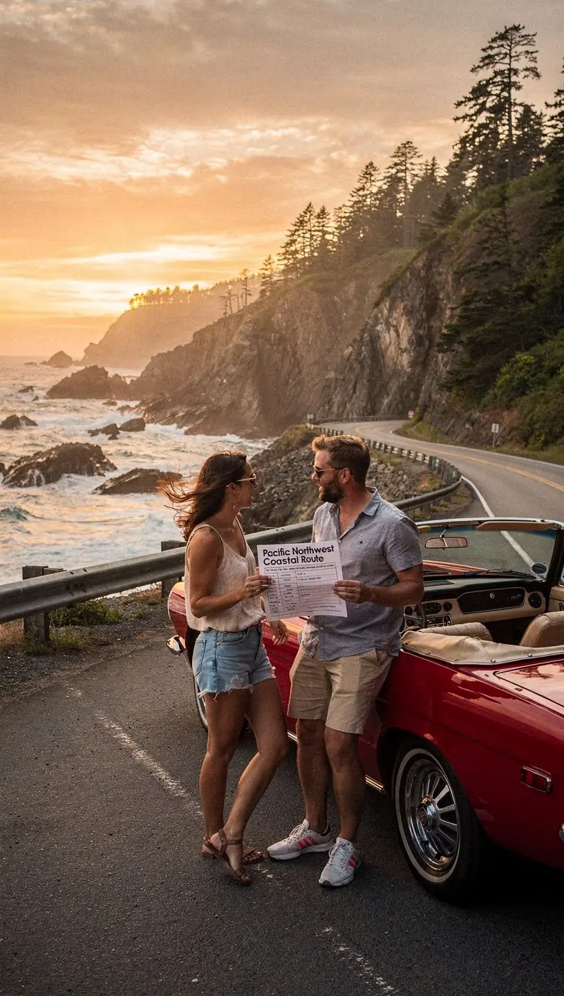 Wydrukowana karta trasy z zaznaczonymi atrakcjami turystycznymi.