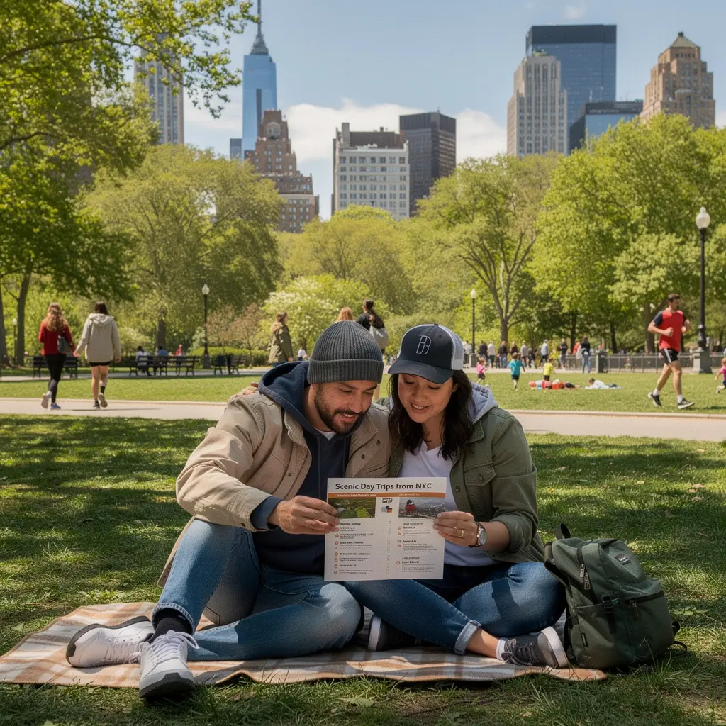 Znak drogowy wskazujący kierunek do popularnych miejsc turystycznych.